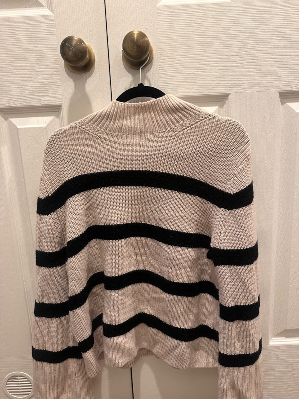 Banana Republic Cream and Black Striped Cowl Knit Sweater